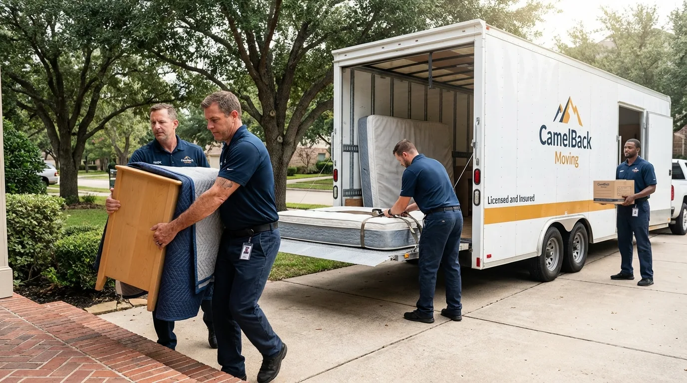 Crew loading residential truck for cross-state move from Indian Rocks Beach, FL