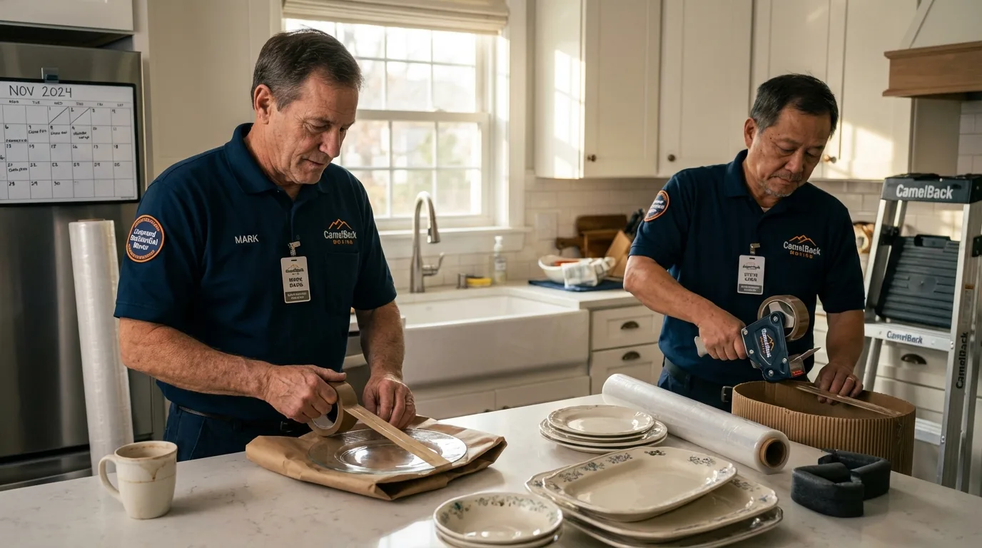 Professional crew packing kitchen dishware in Indian Rocks Beach, FL